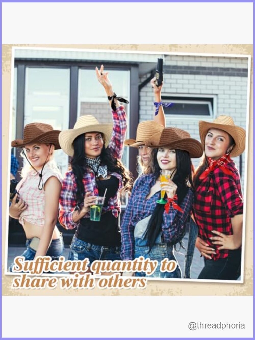 36 Straw Cowboy Hats with Bandanas - Party Favors - Picture 4 of 7